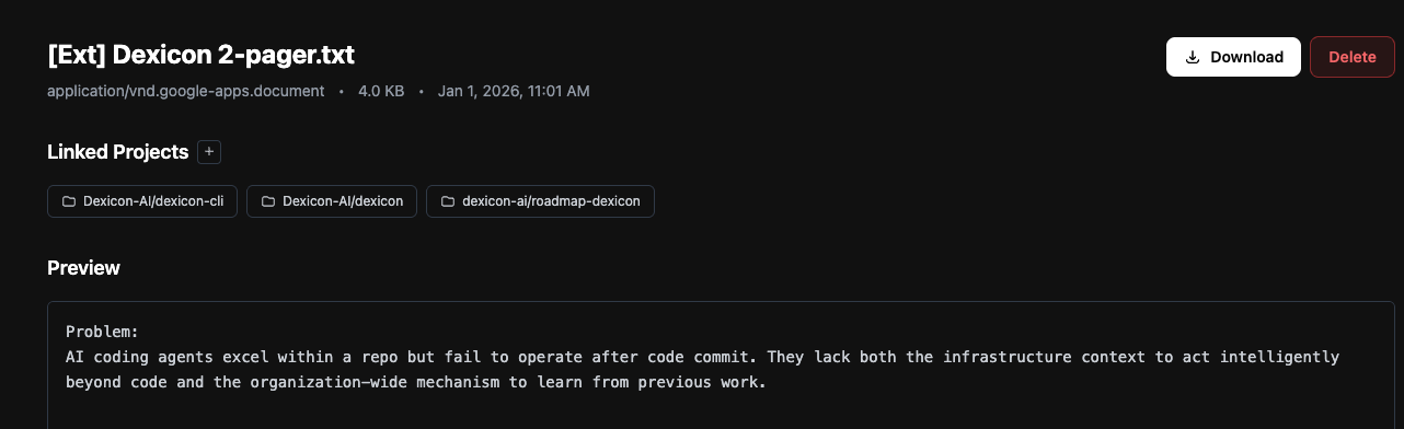 Documents in Dexicon