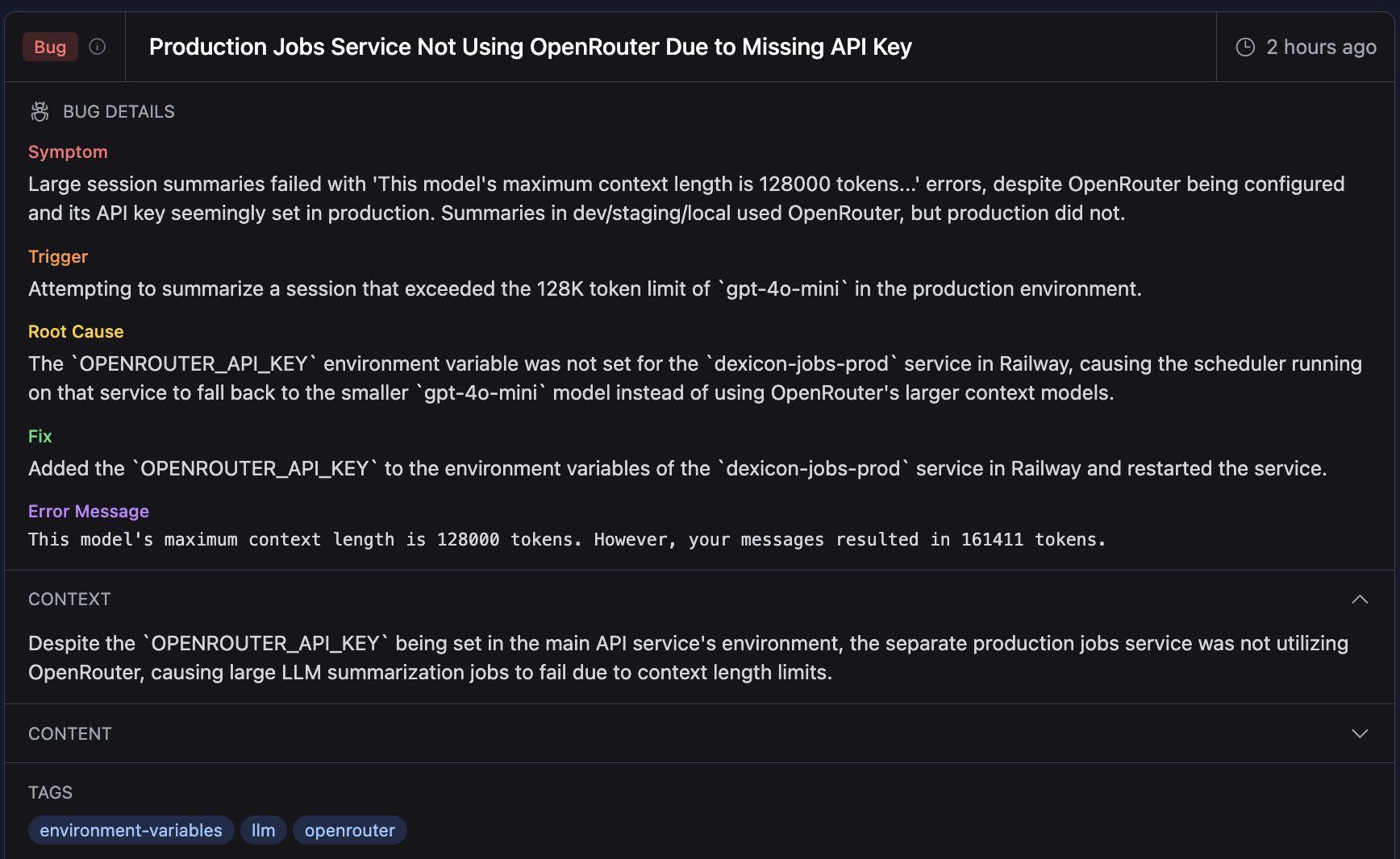 Debug type knowledge item